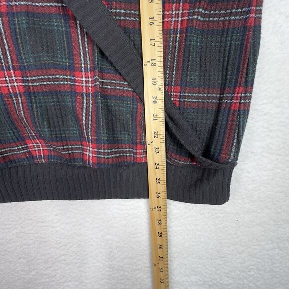 Torrid Plus 1X Plaid Waffle Knit Surplice V-Neck Top Red Black‎ Long Sleeve - Picture 11 of 12